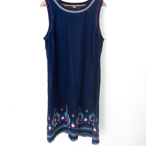 J. Jill Malibu Embroidered Denim Dress - Picture 6 of 14